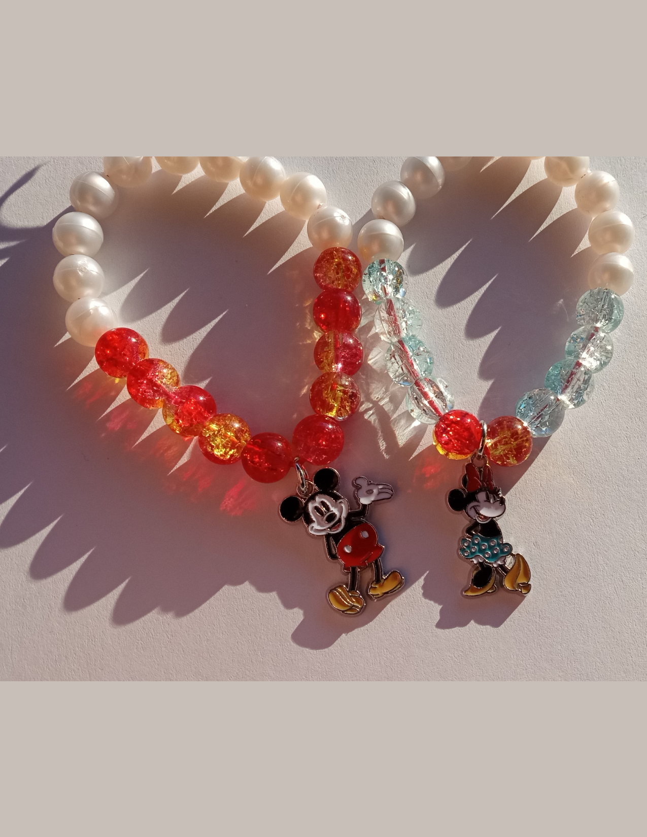 Minnie Mickey Mouse Red Orange Yellow Blue Matching Bracelets