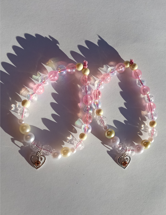 Pink Yellow Topaz Matching Bracelet Set